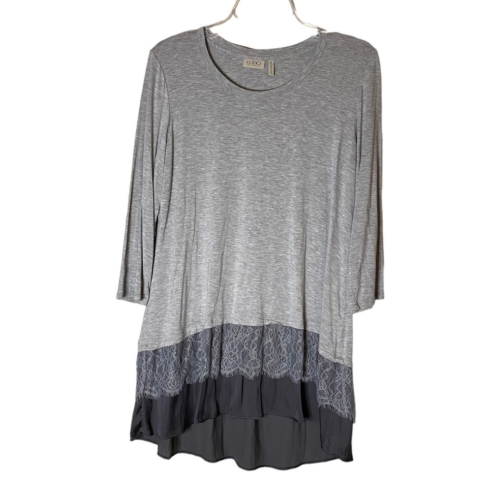 LOGO Lori Goldstein Rayon / Spandex Tunic Top